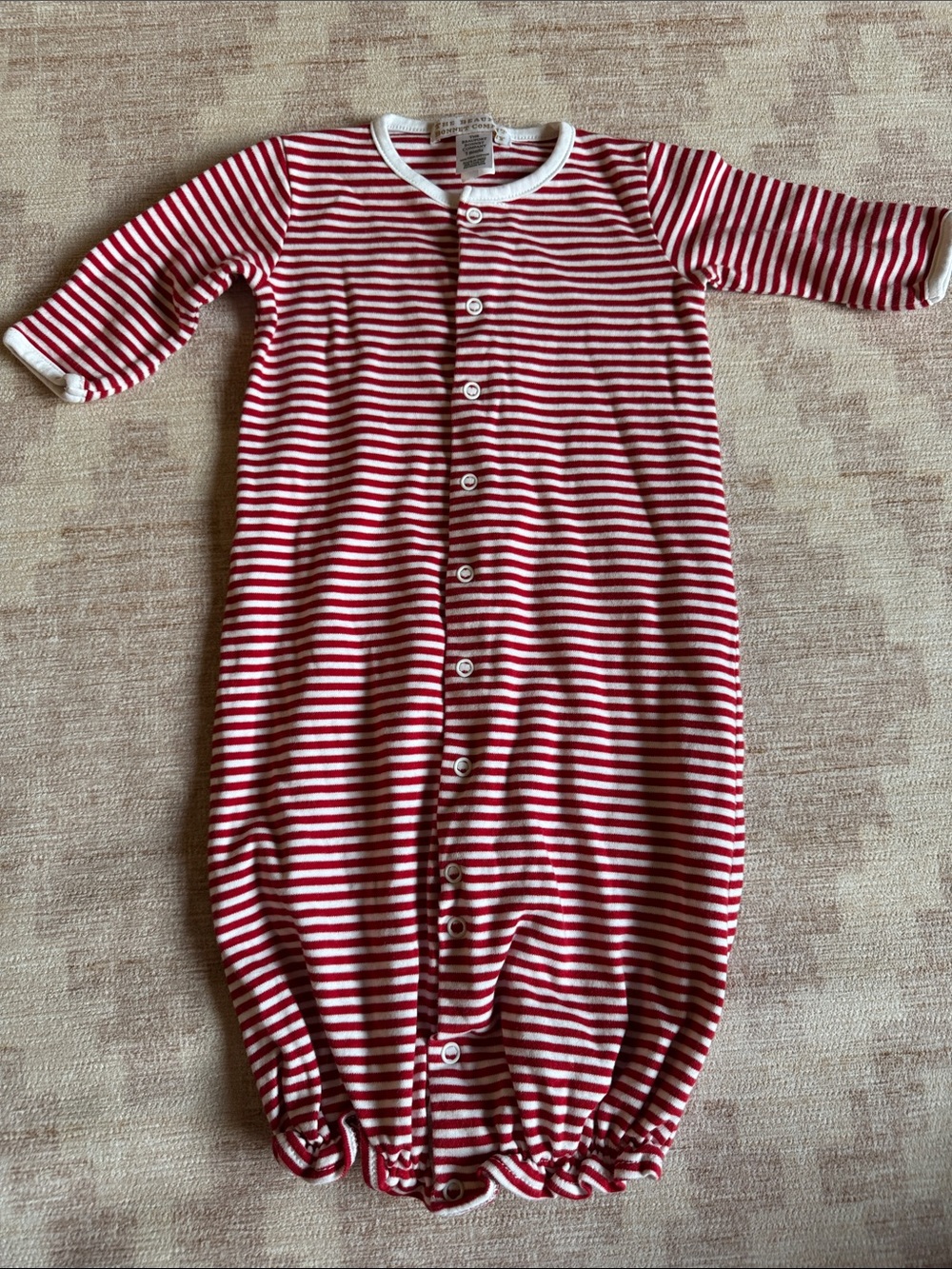 The Beaufort Bonnet Company Red & White Striped 2 in 1 Convertible Baby Gown 3M
